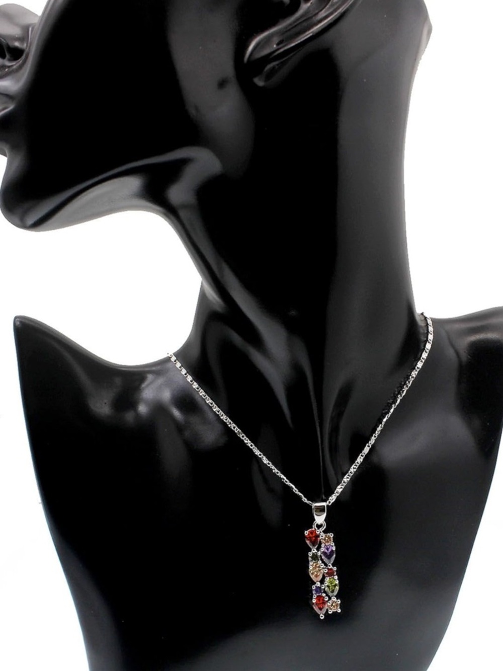 🆕New Multi-Color Gemstone Necklace-Sterling Silver Plated - Picture 6 of 10